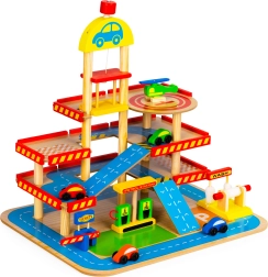 Large Wooden Garage with Elevator and Cars by Ecotoys