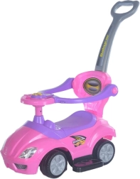 Dječje guralo s upravljačkom drškom 3u1 BABY MIX Mega Car ružičasto