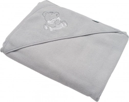 Dječji frotirni ručnik s kapuljačom i vezom 100 × 100 cm – siva miš