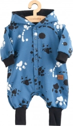 Bebi bodi od pamuka s kapuljačom i ušima NEW BABY, plavi, šapica