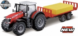 Bburago 10 cm poljoprivredni traktor Massey Ferguson 8740S s prikolicom za bale