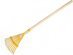 Dječje ravne grablje s drvenom drškom 80 cm – žute