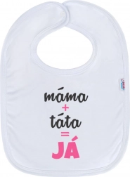 Dječja pamučna podbradak New Baby mama + tata = ja, ružičasti