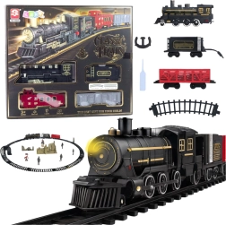 Električni set vlakova s parnom lokomotivom, vagonima i tračnicama sa svjetlom
