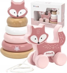 Drveni set VIGA PolarB – slagajući toranj s lisicom i vučna lisica