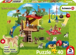 Puzzle SCHMIDT SCHLEICH sretni psići, 40 dijelova + figurica