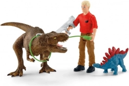 schleich dinosaurs napad tiranosaura rexa – igraća seta s t-rexom, stegosaurom i istraživačem