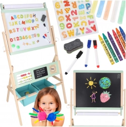 Drvena dječja obostrana ploča LULILO Kredo 3u1 s magnetima, papirom i košarama