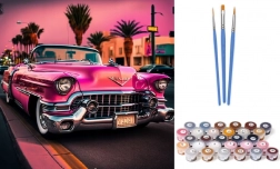 Slikanje prema brojevima Ružičasti sportski automobil platno 40x50 cm