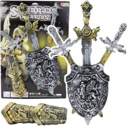 Viteški set s mačevima, štitom i štitnicima