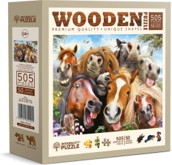Drvene dvostrane puzzle Konji svuda oko 505 dijelova WOODEN CITY