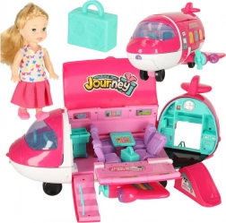 Presavijeni avion za lutke 2u1 s dodacima ružičasti