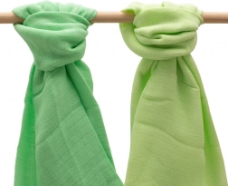 Pamučne muslin pelene NEW BABY 70 × 80 cm – set 2 kom, svijetlo i tamnozelena