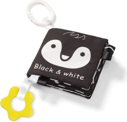 Senzorička tkaninska knjižica BLACK & WHITE s grickalicom i prstenom