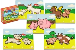 Drvene puzzle Moje prve životinjice – farma, 6 puzzli po 3 dijela