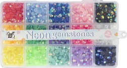 Set neonskih dragulja 6 mm, 15 boja