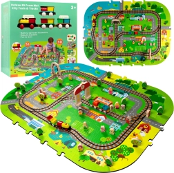 Pjenasta 3D gradska podloga s baterijskim vlakićem, tračnicama i dodacima 56 kom HUMBI