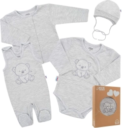 Dječji početni set za rodilište New Baby Sweet Bear, siva, 4 dijela
