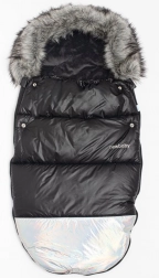 Luksuzna zimska vreća za bebe s krznom Shine New Baby – crno‑srebrna