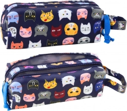 Školski pernica Šarene Mačke Dva pretinca plava 22 cm
