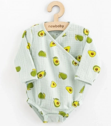 Muselinsko dječje body s bočnim vezanjem New Baby Avocado