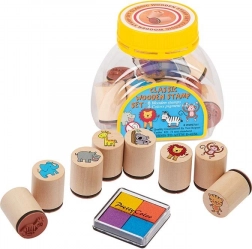 Goki set od 8 drvenih žigova s tintom