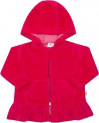 Baršunasta dječja dukserica s kapuljačom NEW BABY tamnoružičasta