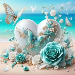 Dijamantno slikanje srce s leptirima 30 × 40 cm