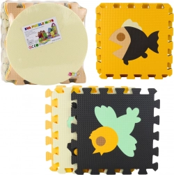 Meka edukativna EVA pjenasta podloga puzzle sa životinjama, smeđa, 16 dijelova