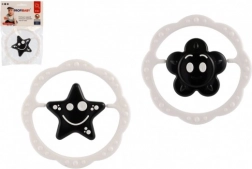 plastična zvečka i grizalo prsten 12 cm, crno-bijelo, od 0 mjeseci