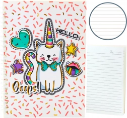 Bilježnica s mačkom jednorogom u ružičastim uzorcima A5