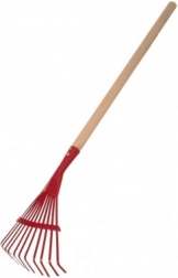 Dječje ravne grablje s drvenom drškom 80 cm – Crvene