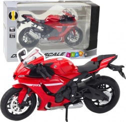 Sportski metalni motocikl crvene boje s osvjetljenjem i zvukovima R1 1:12