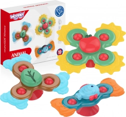 Woopie baby senzorički spinner 3-u-1 – set šarenih igračaka s vakuumskim čašicama