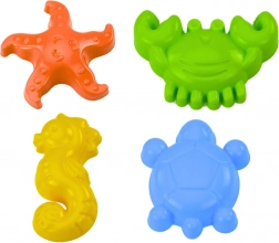 Morske kalupi za pijesak, set od 4 kom: rak, kornjača, morska zvijezda, konjić – žuta, zelena