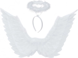anđeoska krila s aureolom bijela 70 × 45 cm