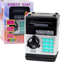 Crni sef staklena kasica s PIN kodom i svjetlosnim i zvučnim efektima