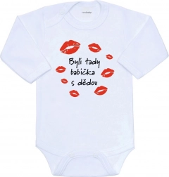 Dječje bodi s printom New Baby Bili su ovdje baka i djed, dugi rukav