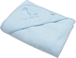 Dječji frotirni ručnik s kapuljačom s vezom 100×100 plava žirafa