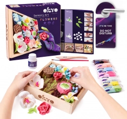 OKTO ROMANCE Likovna modelarska DIY set cvijeće s drvenim okvirom 21x21 cm
