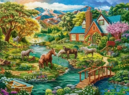 puzzle 2000 dijelova – seoska kuća s konjima