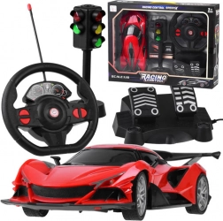 RC sportski automobil s volanom, papučicama i semaforom 1:16 – Crvena