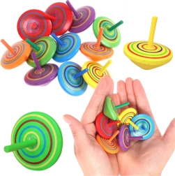 Wooden Spinning Top, Colorful, 4 cm