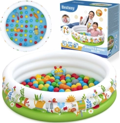 Bestway dječji napuhujući bazen i suhi bazen s lopticama Sprouts & Spring 102 × 25 cm, 50 loptica i igračke