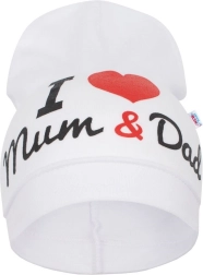 Dječja kapica New Baby I Love Mum and Dad bijela 3–9 mj