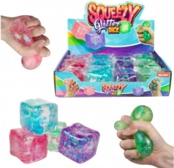 Antistresna šljokičasta kocka za stiskanje 6 × 6 cm