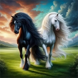 Dijamantno slikanje crno-bijelo 30 × 40 cm