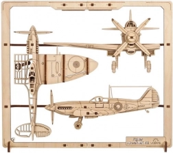 Ugears drveni mehanički puzzle Lovac avion