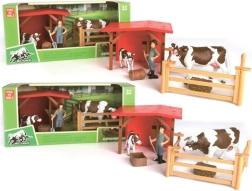 Farmyard Fence Set with Cows and Farmer