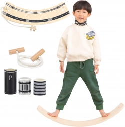 Drvena balansna daska Viga s užetom i cestom